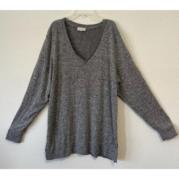 Lucky Brand Pullover Sweater XXL Heather Gray V-Neck Long Sleeve Casual, Cozy, - Picture 1 of 6